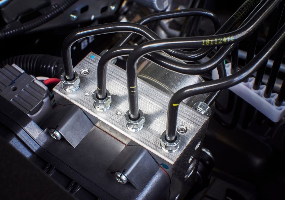 Engine of car being remapped in ECU remapping service